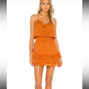 Orange Mini Dress with Brad Detailing